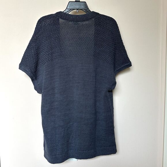 GARNET HILL Cardigan Sweater Women’s Small Oversized Sleeveless Open Front Blue - Picture 3 of 5